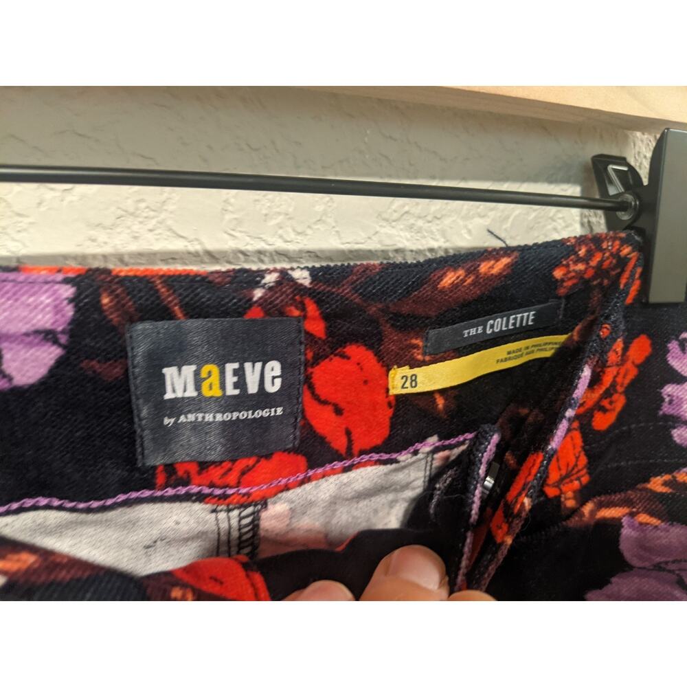 Floral Wide-Leg Women’s Jeans - Black with Red & Purple Floral Print - Picture 5 of 9